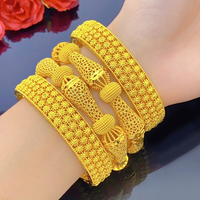 Ensemble de bracelets en filigrane plaqué or 24 carats, bracelets articulés ajourés, bijoux ethniques de mariée pour mariage, banquet, fête, cadeau de vacances