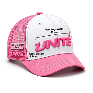 Casquette Trucker Rose et Blanche à 6 Panneaux, Respirante, Imperméable, Dos en Maille, Réglable avec Logo Lettres en Relief 3D - Product Image 2