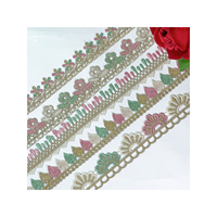 Fil de polyester coloré, dentelle brodée géométrique vintage, style ethnique soluble dans l'eau, accessoires de vêtements faits à la main DIY