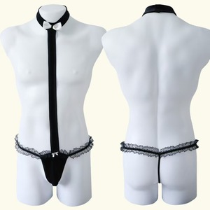 Lencería para Hombre, Cross-dressing, <span class=keywords><strong>Sexy</strong></span>, Ropa Interior con Diseño Envolvente para el Pene, Cuello de Encaje, Uniforme de Hombre Fuerte - Product Image 1