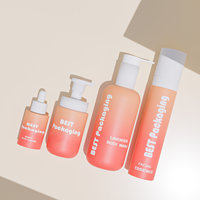 Ensemble d'emballages cosmétiques vides en plastique rose pour soins de la peau : flacon pompe à lotion, pot à crème, flacon de toner, flacon moussant pour nettoyant visage