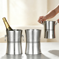Seau à glace isotherme double paroi en acier inoxydable de haute qualité avec poignées annulaires pour vin et bière, outils de bar pour la maison et les fêtes