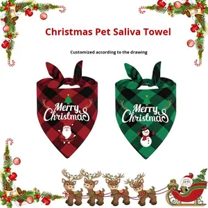 منديل كلب للكريسماس كلاسيكي منقوش وشاح حيوان أليف عيد ميلاد سعيد رجل الثلج وشاح عيد الميلاد وشاح لعاب - Product Image 3