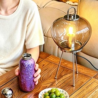 Lampe de table en verre au design nordique pour salon, bureau, chambre à coucher, lampe de chevet chromée AC 110-265V
