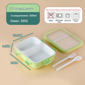 Boîtes à lunch avec compartiments, boîtes à lunch compatibles avec les fours à micro-ondes, boîtes à lunch carrées avec couverts - Product Image 4