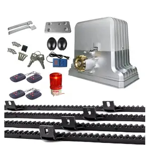 Kit d'ouverture de <span class=keywords><strong>portail</strong></span> <span class=keywords><strong>coulissant</strong></span> électrique automatique robuste 1800 kg <span class=keywords><strong>avec</strong></span> 4 télécommandes, crémaillères de 4 m, capteur, lampe et bouton poussoir - Product Image 1