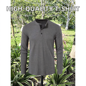 Chine usine de haute qualité hommes décontracté Raglan gaufré à manches longues T-Shirt 100% coton Europe Amérique taille solide extérieur uni - Product Image 2