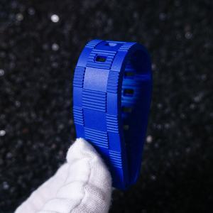 Jettda Christmas Royal Blue Plaid <strong>PAM</strong> 20mm 22mm Watch Band Quick Release Spring Bar Pre-V <strong>Buckle</strong> Fkm Rubber Watch Strap - Product Image 3
