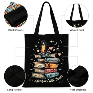 Sac fourre-tout en toile tendance pour femme, imprimé lettres et dessins animés, écologique, réutilisable, portable, pour courses, épicerie, cadeau, tout usage - Product Image 3
