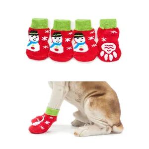 Calcetines de algodón suaves y cómodos, accesorios para perro, muñeco de nieve, zapatos para mascotas