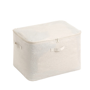 Tianshan Cotton Linen Storage <b>Bag</b> Rectangle Beige <b>Foldable</b> Wardrobe Clothing Organizer - Product Image 5