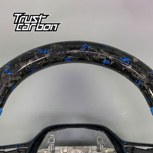 <span class=keywords><strong>พวงมาลัย</strong></span>คาร์บอนไฟเบอร์ฟอร์จแบบกำหนดเองสำหรับ Honda Civic รุ่นที่ 11 และ CR-V ปี 2021-2024 พร้อมหุ้มหนังเจาะรูสีน้ำเงิน - Product Image 3