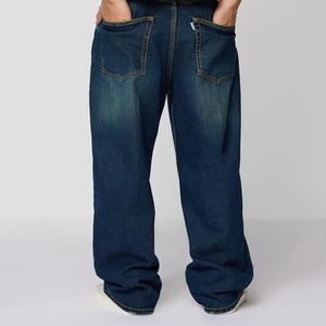 Jeans pour hommes personnalisés, style hiver, coupe large, imprimés Hip Hop, délavés, ODM, 100% Coton, respirants, taille mi-haute, coupe ample - Product Image 1
