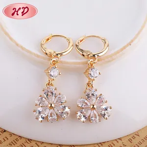 Fashion Crystal 18k Gold Plated Zircon Womens Earring Long Hanging Drop Earrings Jewelry For Women Girls