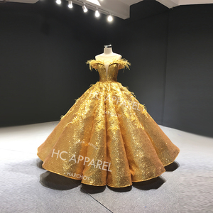 2022 elegante Europeo Americano sueño princesa vestido de novia estilo modesto nueva novia hecho a mano diamante diseño musulmán mujeres tela - Product Image 5
