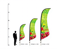Drapeau de plage personnalisé en tissu polyester avec motif plume, mât en fibre de verre pour utilisation promotionnelle en extérieur