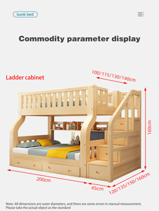 Camas Infantiles de <span class=keywords><strong>Madera</strong></span> Maciza para el Hogar, Muebles de Dormitorio, Muebles Escolares, Cama Alta, Litera de Princesa para Niñas - Product Image 3