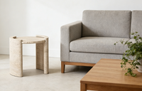Table en travertin beige à texture naturelle |   Table d'appoint/table à thé moderne, polie, imperméable, pour l'intérieur, ambiance décontractée, essentielle