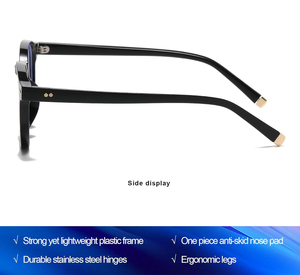 Gafas de Lectura Negras Delgadas con Logotipo Personalizado, Bisagras de Resorte Cuadradas, Anti Luz Azul, para Unisex - Product Image 2