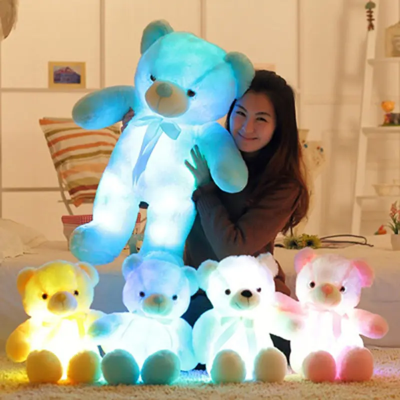 Urso de pelúcia led de luz criativa, animais de pelúcia, brinquedo de pelúcia, colorido, brilhante, travesseiro de urso de pelúcia, dropshipping