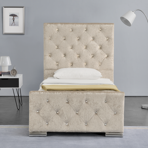 Cama <span class=keywords><strong>de</strong></span> <span class=keywords><strong>Tela</strong></span> <span class=keywords><strong>de</strong></span> Lino con Botones en el Cabecero - Product Image 1