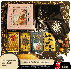 Nouvel ensemble de cartes de tarot de luxe en feuille d'or 12*7cm, imperméable, finition brillante double face, coins carrés, jeu de cartes en plastique plaqué or 24K - Product Image 1