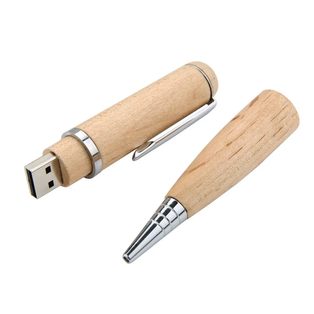 Wood Ballpoint Pen High Speed Promotional Gift With Laser Engraving LOGO Memorias USB Flash Drives 16GB 32GB USB Pendrive