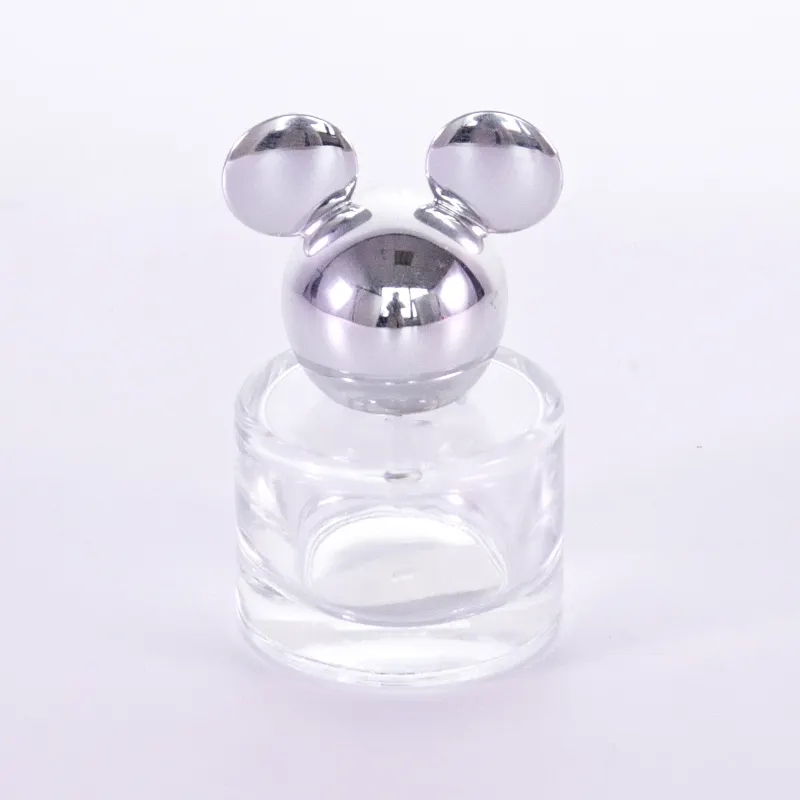 Garrafa de perfume em spray de vidro 30ml, spray de vidro metálico para perfume de 50ml e 100ml, modelo especial com tampa de plástico do mickey