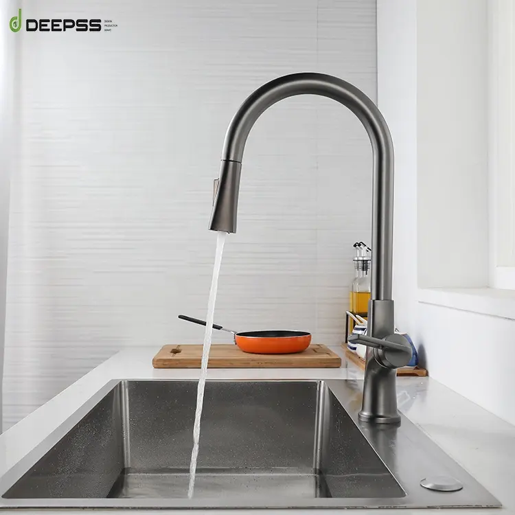 Deepss 720 Degrees Multifunction Brushed Sink Fountain Faucet for Sale Black Kitchen Taps Mixer