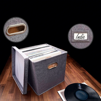 Boîte à disques carrée classique pouvant contenir plus de 50 disques simples, design pliable durable avec port de carte magnétique et couvercle