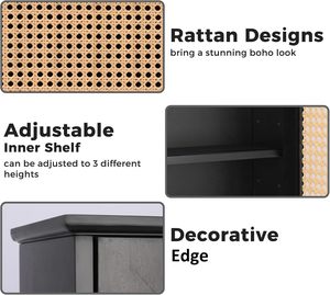 Bathroom Medicine Cabinet Wall Mounted Black Rattan <strong>Storage</strong> Cabinet Towel Cabinet for Bathroom <strong>Storage</strong> <strong>Over</strong> <strong>the</strong> <strong>Toilet</strong> - Product Image 3