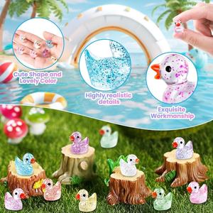 DULEFUN 100 pz Mini papere in resina glitterata piccoli animali <span class=keywords><strong>colorati</strong></span> per la casa delle bambole Micro paesaggio acquario oggetti in resina - Product Image 3