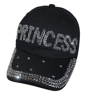 Gorra de Béisbol Deportiva Negra PRINCESS de Diseño Estadounidense, Ajustable, con Pedrería Brillante, Estilo Vaquero, para Hombre y Mujer - Product Image 6