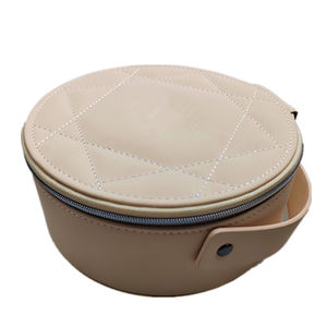 Elegante confezione cosmetica in pelle sintetica a griglia di diamanti rosa da donna borsa da viaggio portatile con cerniera - Product Image 4