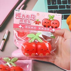 ของเล่นบีบเคี้ยวรูปเชอร์รี่สีแดงน่ารัก ขนาด 6 ซม. ของเล่นบีบคลายเครียด ของขวัญสุดสร้างสรรค์สำหรับวัยรุ่นและผู้ใหญ่ ขายส่ง - Product Image 2