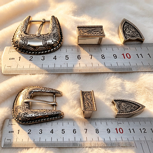 Hebilla de cinturón casual de tres piezas de lujo de aleación de zinc con patrón vintage impreso de 20 mm, accesorios de cinturón occidental personalizados - Product Image 2