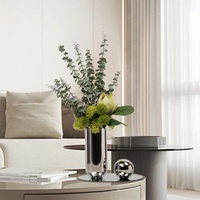 Vase à fleurs créatif en acier inoxydable, forme géométrique, design moderne et simple, décoration de bureau personnalisée en métal pour la maison, vente en gros