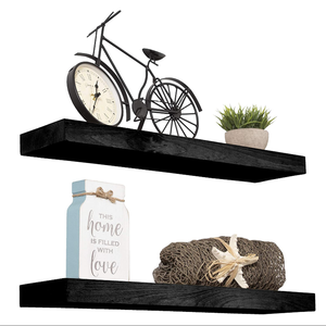 2 Pezzi Mensole Galleggianti in Legno di Fienile Recuperato, Assi in Legno Naturale <span class=keywords><strong>con</strong></span> Staffe a Filo Muro, 18"x4.5"x2" - Product Image 3