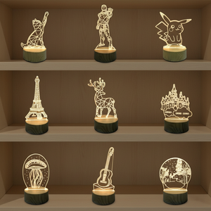 Veilleuse LED Illusion 3D, Alimentée par USB, RVB Contrôlée par Interrupteur, Lumière Chaude Bébé, Cadeau de Noël pour <span class=keywords><strong>Chambre</strong></span> à Coucher, Design DIY - Product Image 1