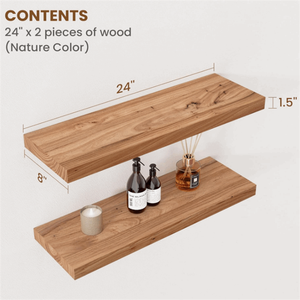 Étagères murales flottantes en <span class=keywords><strong>bois</strong></span> robustes, style rustique moderne et simple, pour le rangement dans le salon - Product Image 5