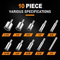 Jeu de 10 forets diamantés pour verre, carrelage, céramique, marbre, granit |   Kit de scies cloches diamantées Clean Cut 1/4"-1-1/5" en boîte