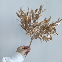 Décorations de Noël en gros Q-1504 – Fleurs artificielles à feuilles dorées pour la décoration – Ventes flash
