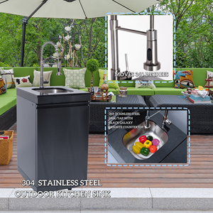 Ensemble d'armoires de cuisine d'extérieur en acier inoxydable 304 pour barbecue noir résistant aux intempéries en 3 jours pour le jardin - Product Image 6