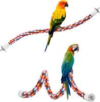 Corde de perchoir pour oiseaux en coton coloré, en forme de spirale, écologique, durable, avec barre d'escalade en forme de cloche et jouet à mâcher pour perroquet avec bungee