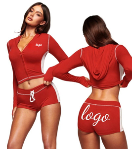 Produttore OEM Personalizzato <span class=keywords><strong>di</strong></span> Completi Yoga Y2K da Donna, Set 2 Pezzi con Giacca Corta e <span class=keywords><strong>Pantaloncini</strong></span>, Abbigliamento Sportivo Estivo - Product Image 2