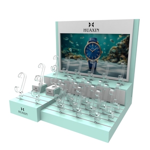 Huaxin Giá cả cạnh tranh đồng hồ bằng gỗ hiển thị đứng MDF và PU tùy chỉnh sang trọng đồng hồ hiển thị 20 khe cắm đồng hồ cửa hàng hiển thị - Product Image 3