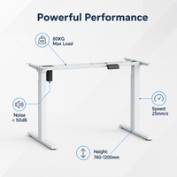 Bureau debout, réglable en hauteur avec un seul moteur, style ingénierie, personnalisable