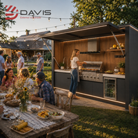 Cuisine extérieure modulaire en acier inoxydable, directement de l'usine, avec barbecue, évier, îlot de rangement et comptoir pour patio