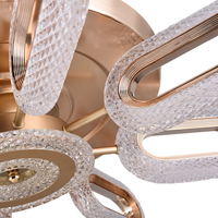Ventilador de Techo de Lujo para Hotel, Diseño de Flor de Cristal, Acabado Dorado, Control Remoto, Luz LED, Estilo Tradicional, Directo de Fábrica, para Sala de Estar