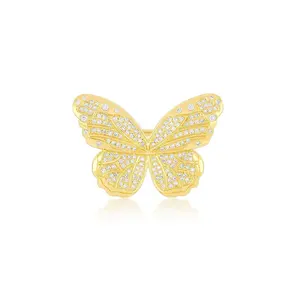 Gemnel 2024 summer hot sale style pave diamond jumbo butterfly rings for girls